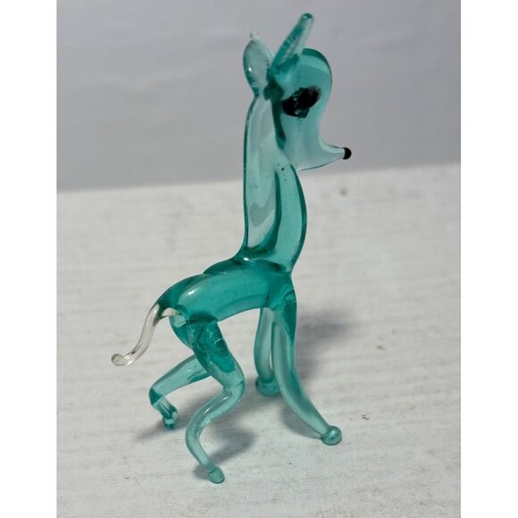 Hand Blown Glass Horse Figurine Aquamarine Collectible 3" - Picture 4 of 7